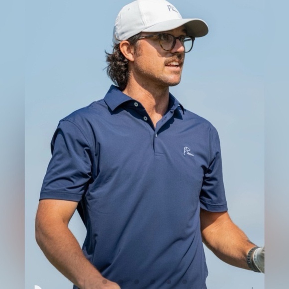 Rhoback Farmington Country Club Performance Golf Polo Men’s L Solid Blue